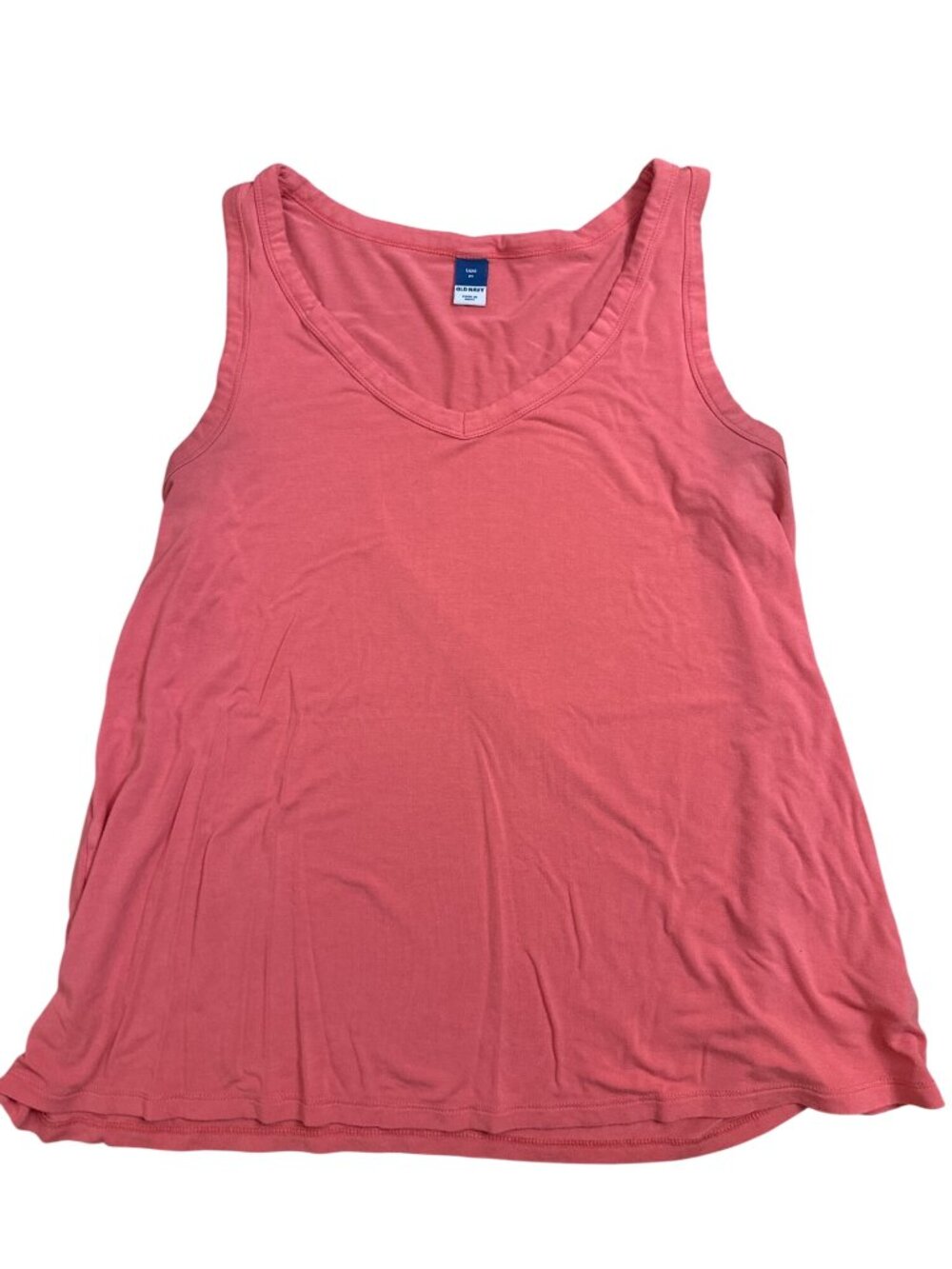 Old Navy Women's Luxe Tank Top Medium Coral Pink Sleeveless V-Neck Basic